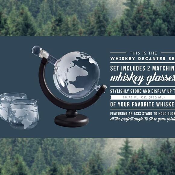 Hammer + Axe Globe Shaped Whiskey Decanter Set - Picture 4 of 8
